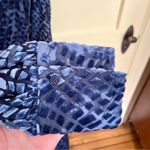 💔SOLD $890 Ulla Johnson Thalia Blue Velvet Shirt Dress Size 2 NWT - Picture 13 of 16